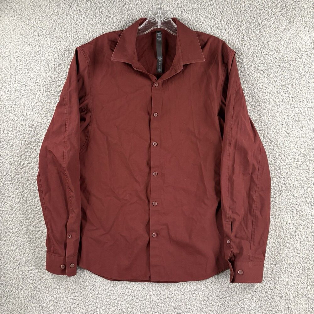 Lululemon Commission Shirt Men's Medium M Red Oxford Long Sleeve Button Down